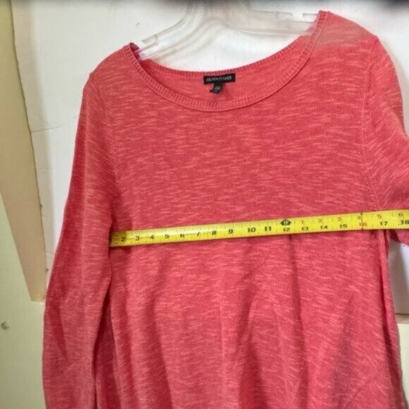 Eileen Fisher Organic Linen Cotton Flora Crew Neck Long Sweater Top Lightweight - Picture 14 of 15